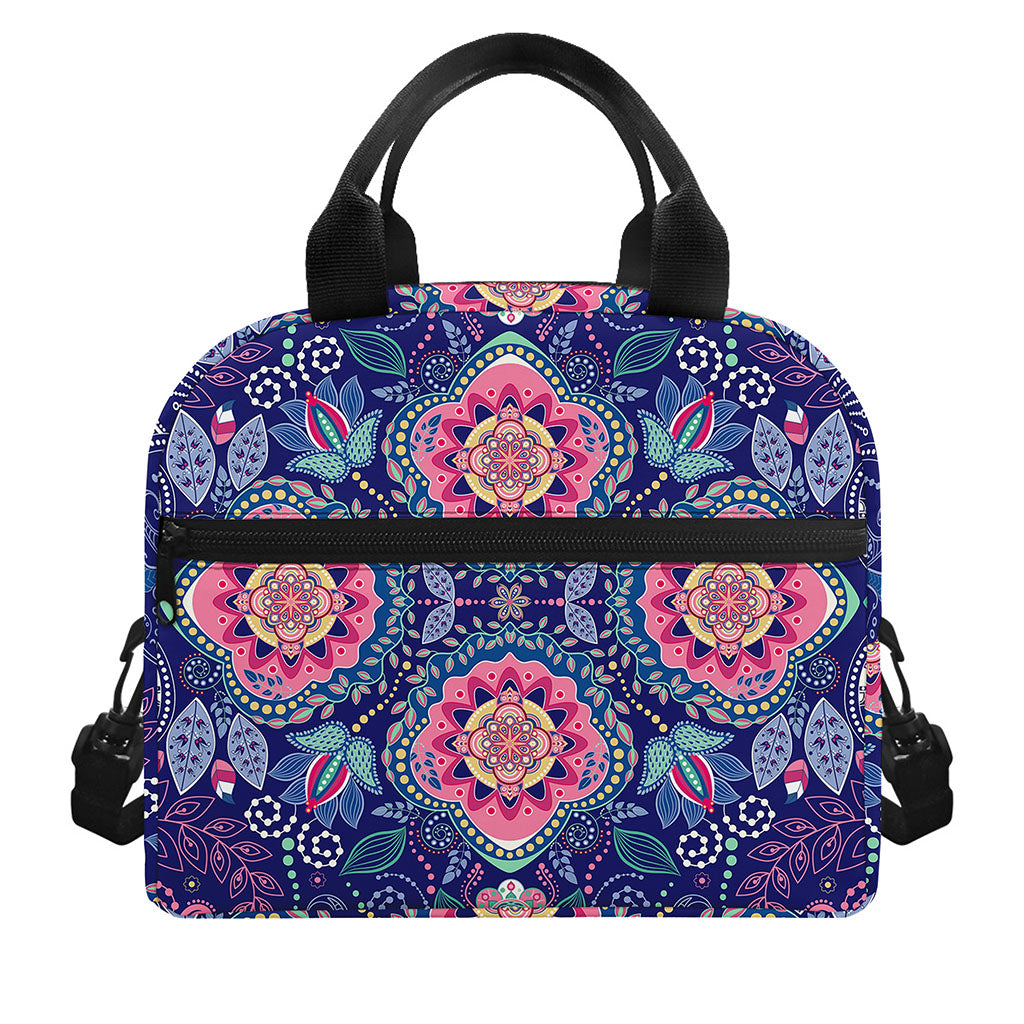 Ornamental Paisley Mandala Print Insulated Lunch Bag