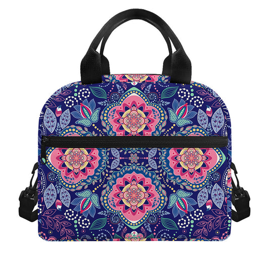 Ornamental Paisley Mandala Print Insulated Lunch Bag
