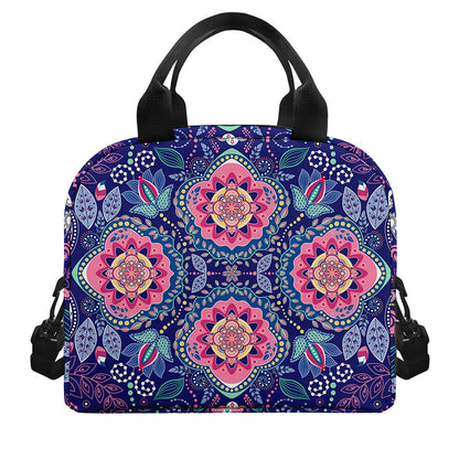 Ornamental Paisley Mandala Print Insulated Lunch Bag