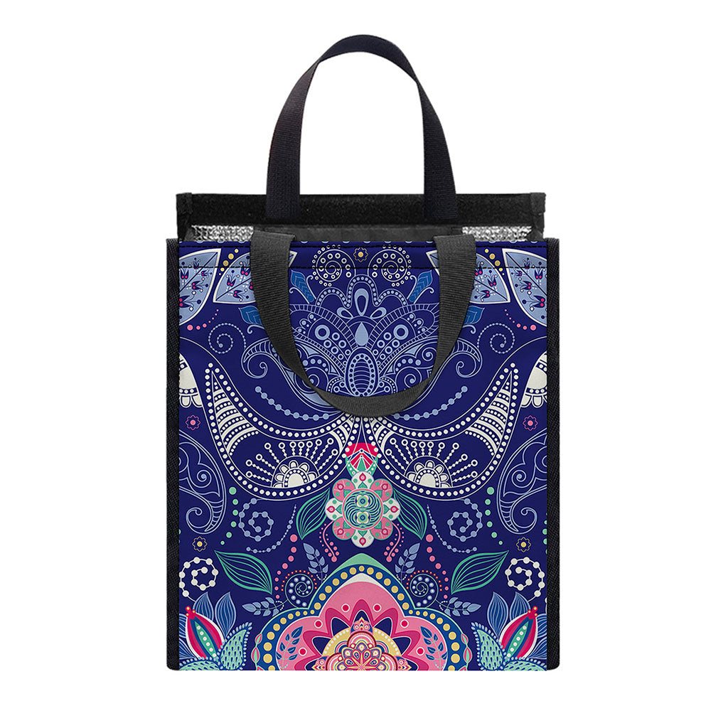 Ornamental Paisley Mandala Print Insulated Lunch Tote