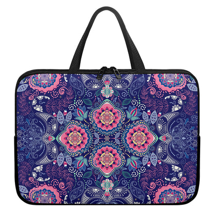 Ornamental Paisley Mandala Print Laptop Sleeve With Handle