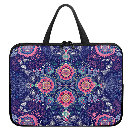 Ornamental Paisley Mandala Print Laptop Sleeve With Handle
