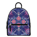 Ornamental Paisley Mandala Print Leather Backpack