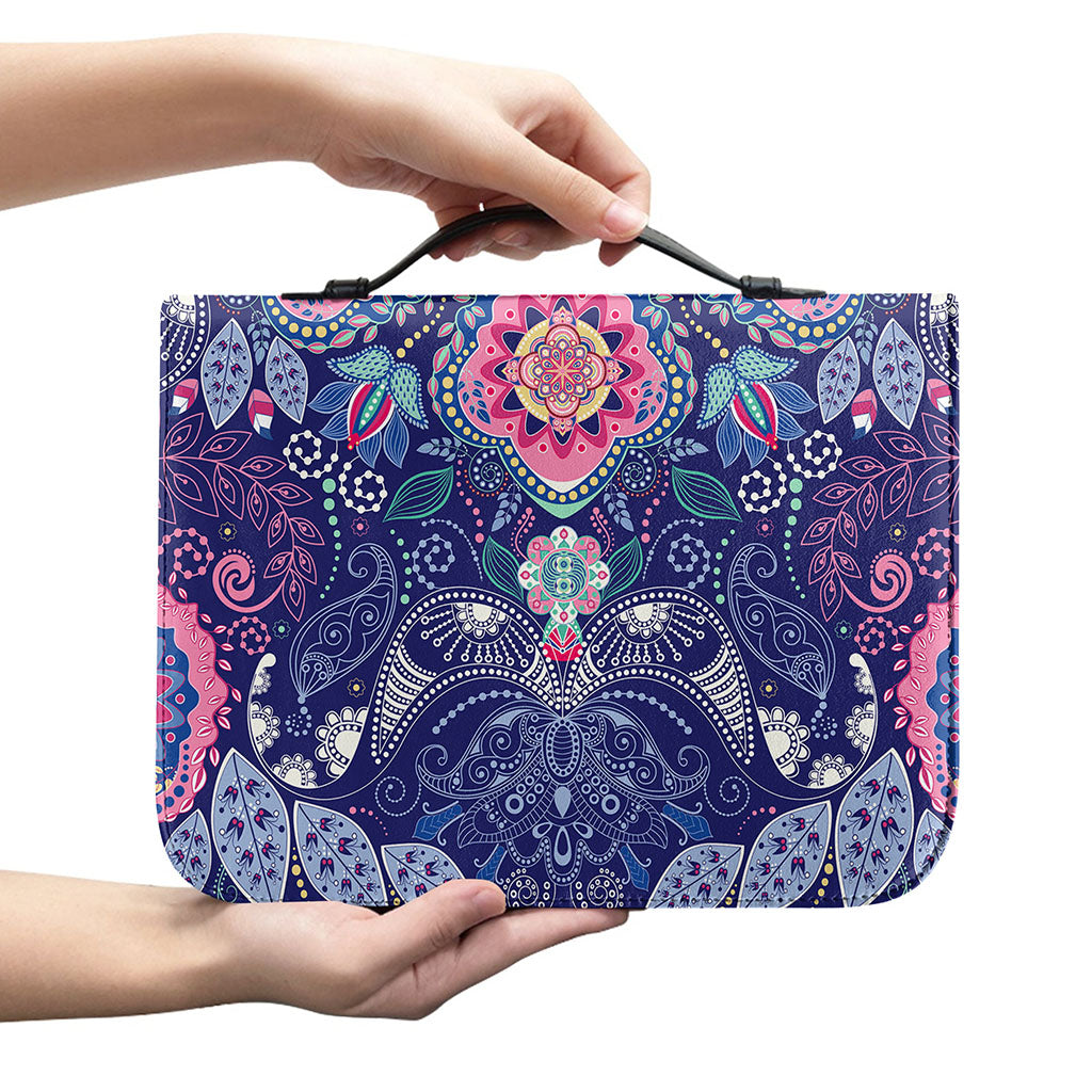 Ornamental Paisley Mandala Print Leather Bible Cover