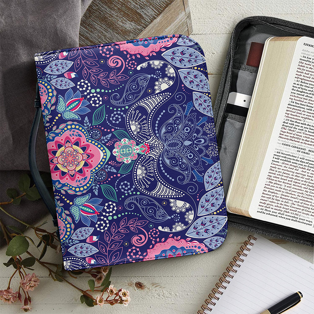 Ornamental Paisley Mandala Print Leather Bible Cover