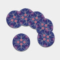Ornamental Paisley Mandala Print Leather Coaster Set
