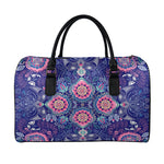 Ornamental Paisley Mandala Print Leather Duffle Bag
