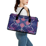 Ornamental Paisley Mandala Print Leather Duffle Bag