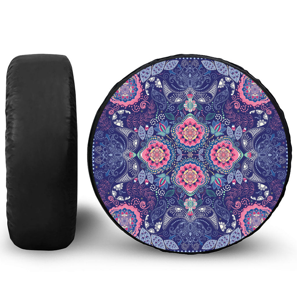 Ornamental Paisley Mandala Print Leather Spare Tire Cover