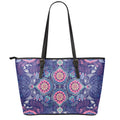 Ornamental Paisley Mandala Print Leather Tote Bag With Zipper