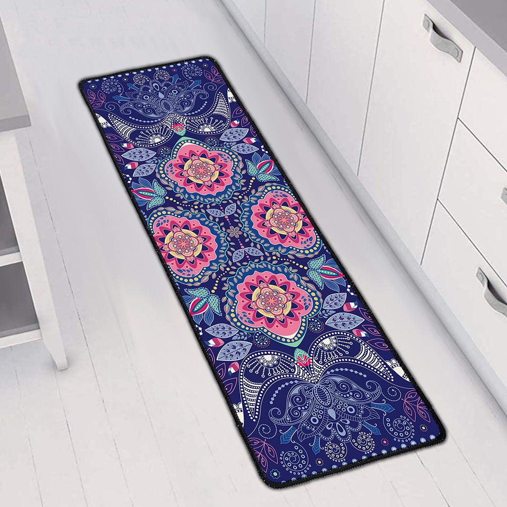 Ornamental Paisley Mandala Print Long Kitchen Mat