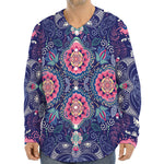 Ornamental Paisley Mandala Print Long Sleeve Baseball Jersey