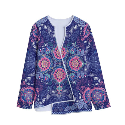 Ornamental Paisley Mandala Print Long Sleeve Short Coat