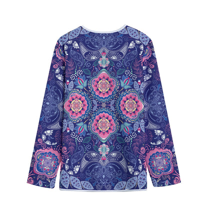 Ornamental Paisley Mandala Print Long Sleeve Short Coat