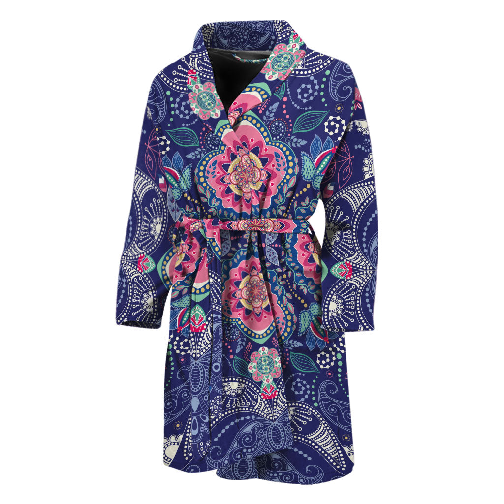 Ornamental Paisley Mandala Print Men's Bathrobe