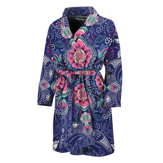 Ornamental Paisley Mandala Print Men's Bathrobe