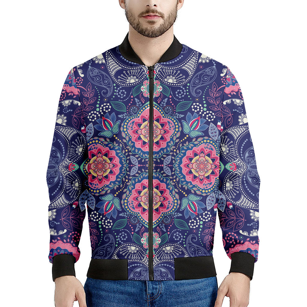 Ornamental Paisley Mandala Print Men's Bomber Jacket