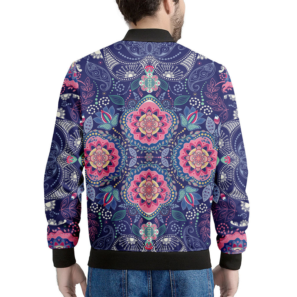 Ornamental Paisley Mandala Print Men's Bomber Jacket