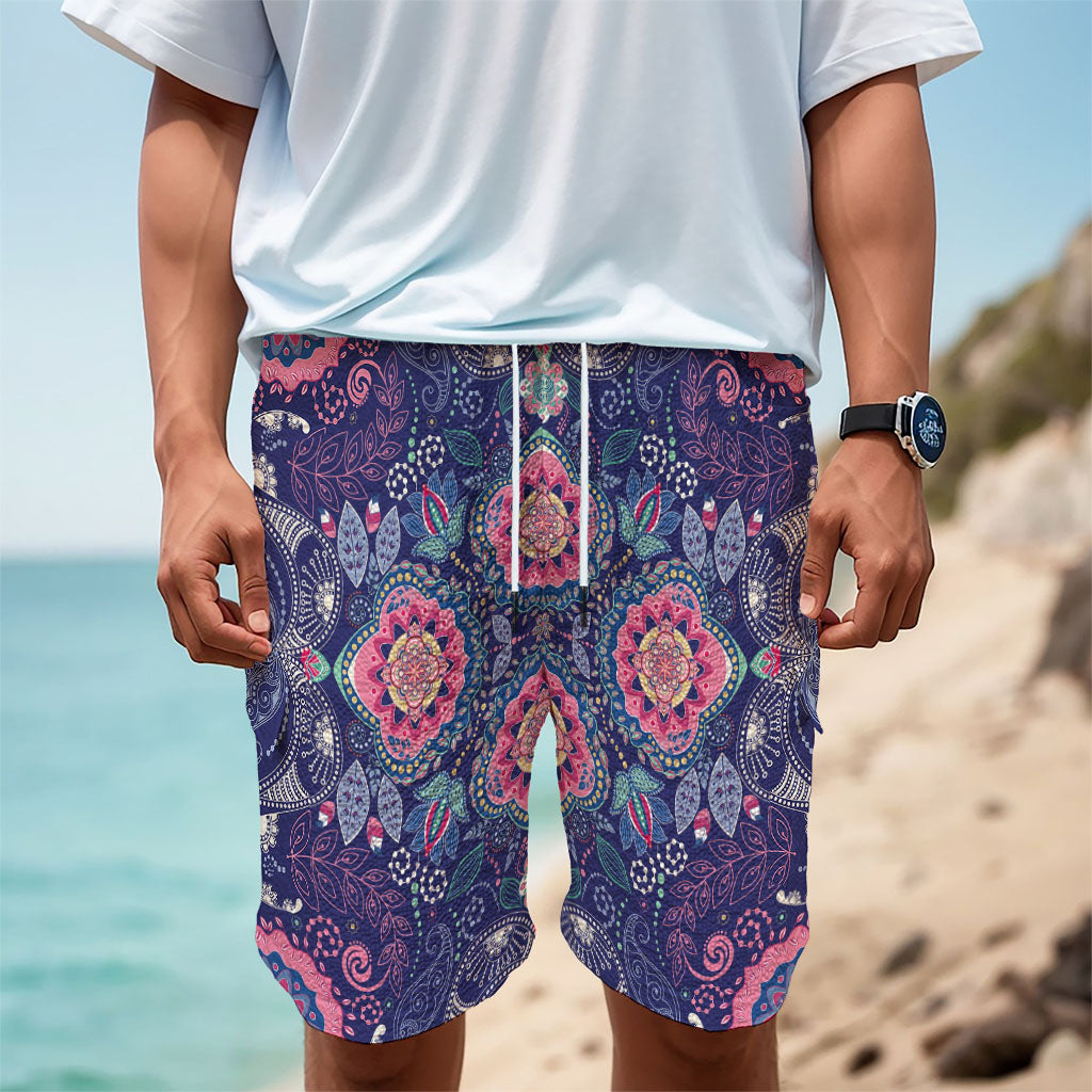 Ornamental Paisley Mandala Print Men's Cargo Shorts