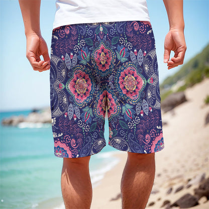 Ornamental Paisley Mandala Print Men's Cargo Shorts