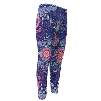 Ornamental Paisley Mandala Print Men's Compression Pants