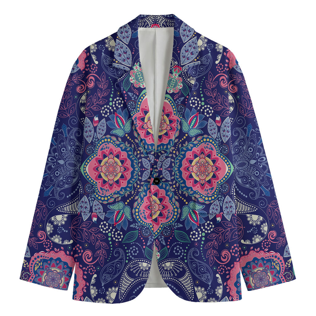 Ornamental Paisley Mandala Print Men's Cotton Blazer
