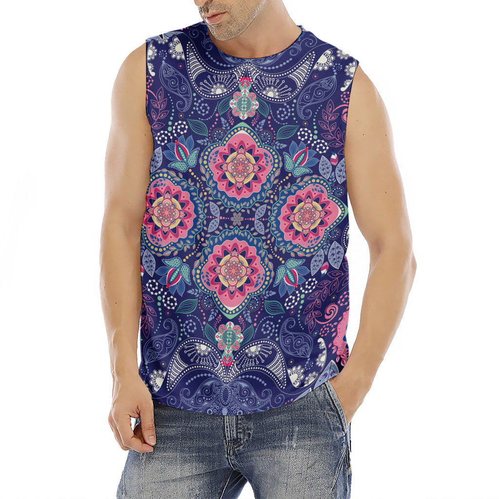 Ornamental Paisley Mandala Print Men's Fitness Tank Top