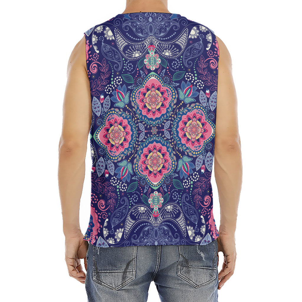 Ornamental Paisley Mandala Print Men's Fitness Tank Top