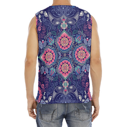 Ornamental Paisley Mandala Print Men's Fitness Tank Top