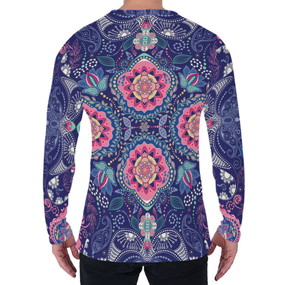 Ornamental Paisley Mandala Print Men's Long Sleeve T-Shirt