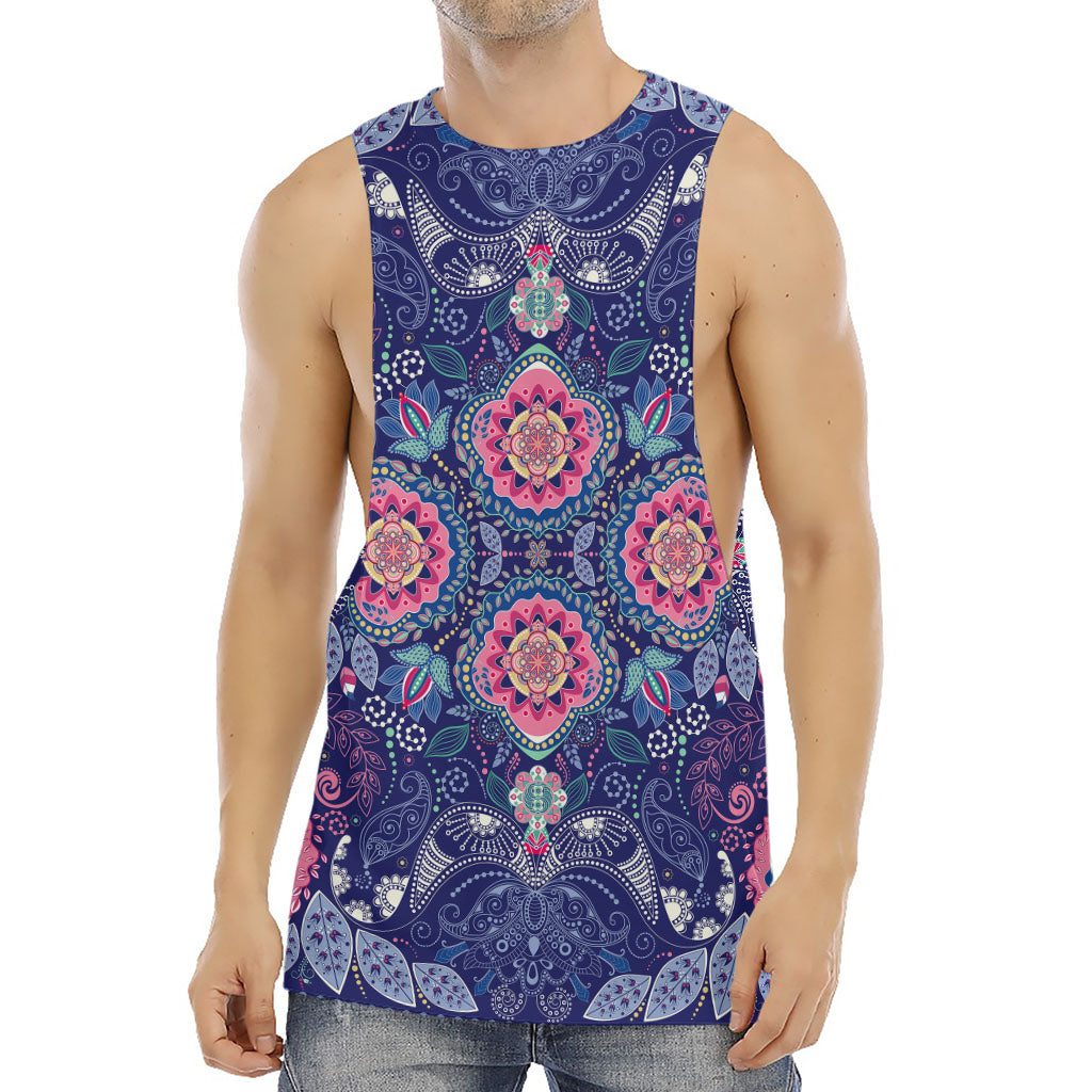 Ornamental Paisley Mandala Print Men's Muscle Tank Top
