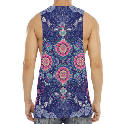 Ornamental Paisley Mandala Print Men's Muscle Tank Top