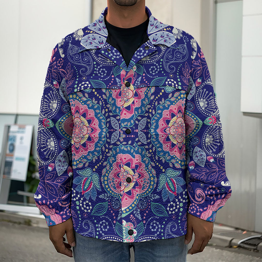 Ornamental Paisley Mandala Print Men's Shirt Jacket
