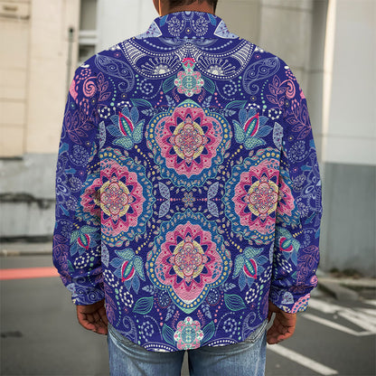Ornamental Paisley Mandala Print Men's Shirt Jacket