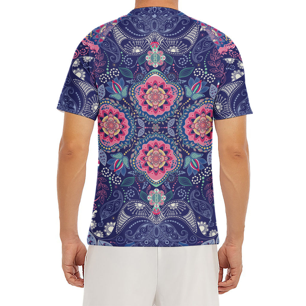 Ornamental Paisley Mandala Print Men's Short Sleeve Rash Guard