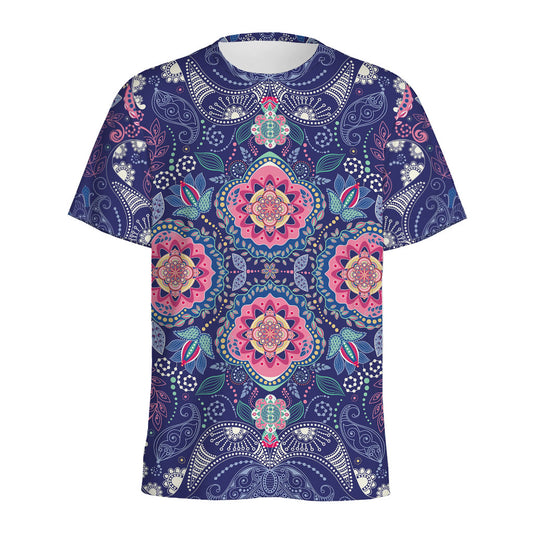 Ornamental Paisley Mandala Print Men's Sports T-Shirt