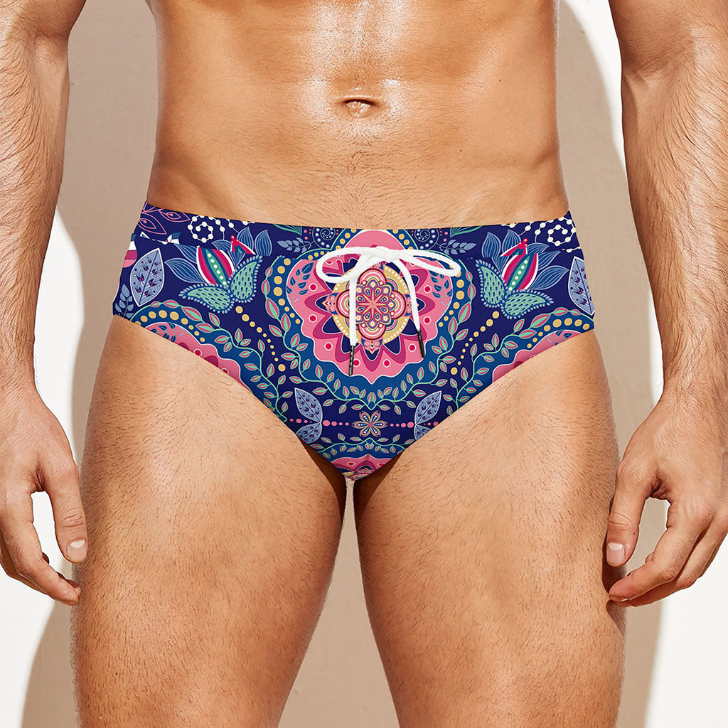 Ornamental Paisley Mandala Print Men's Swim Briefs