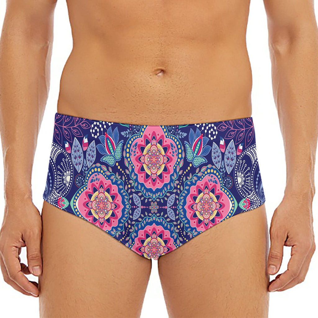 Ornamental Paisley Mandala Print Men's Triangle Swim Briefs