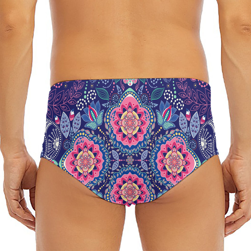 Ornamental Paisley Mandala Print Men's Triangle Swim Briefs