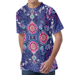 Ornamental Paisley Mandala Print Men's Velvet T-Shirt
