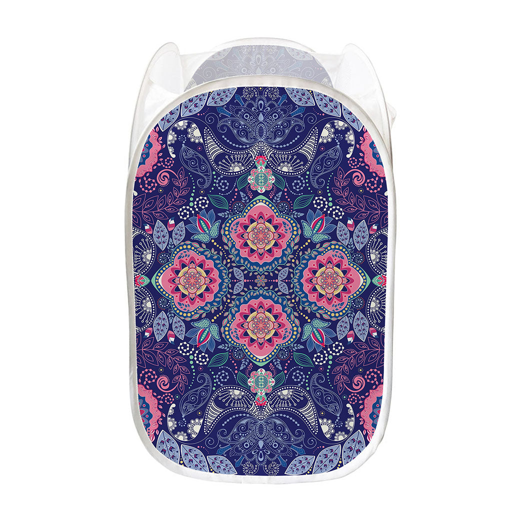 Ornamental Paisley Mandala Print Mesh Laundry Hamper