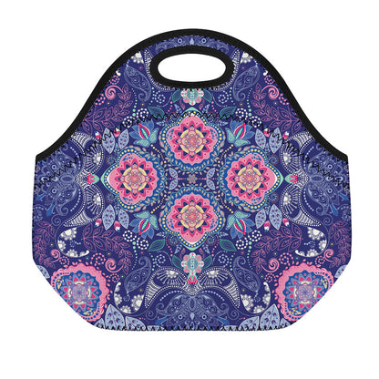 Ornamental Paisley Mandala Print Neoprene Lunch Bag