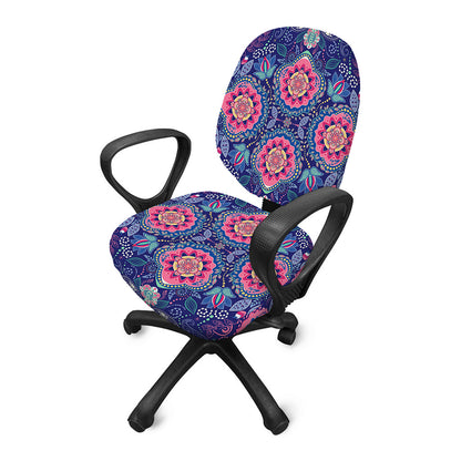 Ornamental Paisley Mandala Print Office Chair Cover