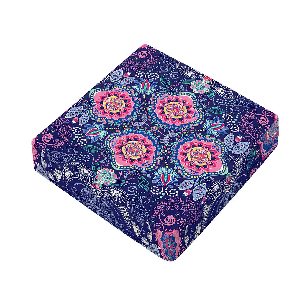 Ornamental Paisley Mandala Print Outdoor Seat Cushion Cover