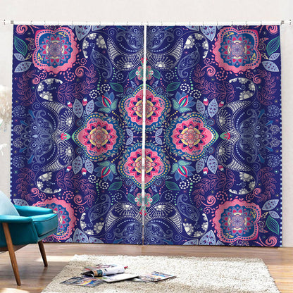 Ornamental Paisley Mandala Print Pencil Pleat Curtains