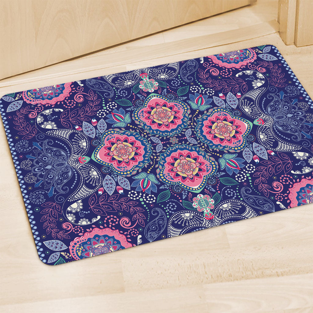 Ornamental Paisley Mandala Print Polyester Doormat