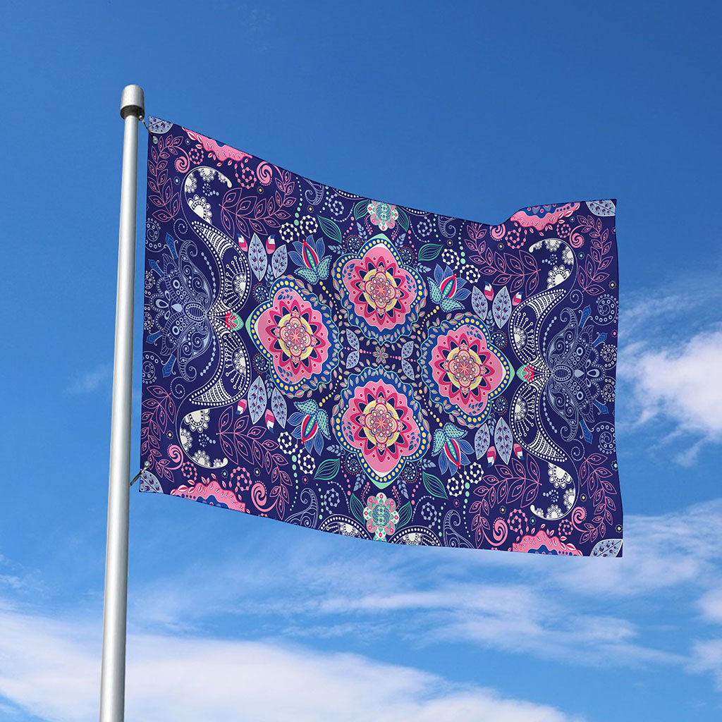 Ornamental Paisley Mandala Print Polyester Flag