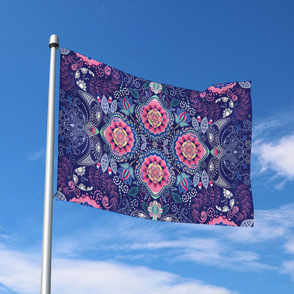 Ornamental Paisley Mandala Print Polyester Flag