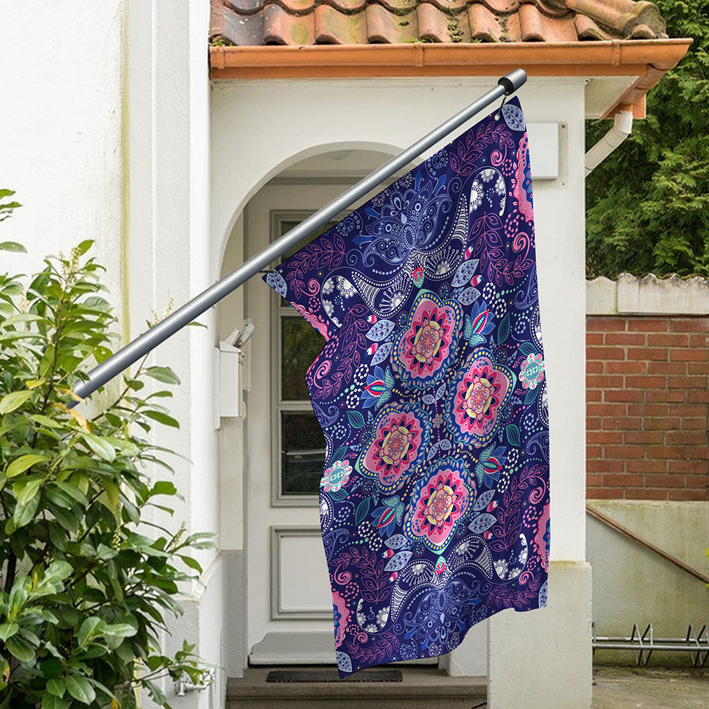 Ornamental Paisley Mandala Print Polyester Flag