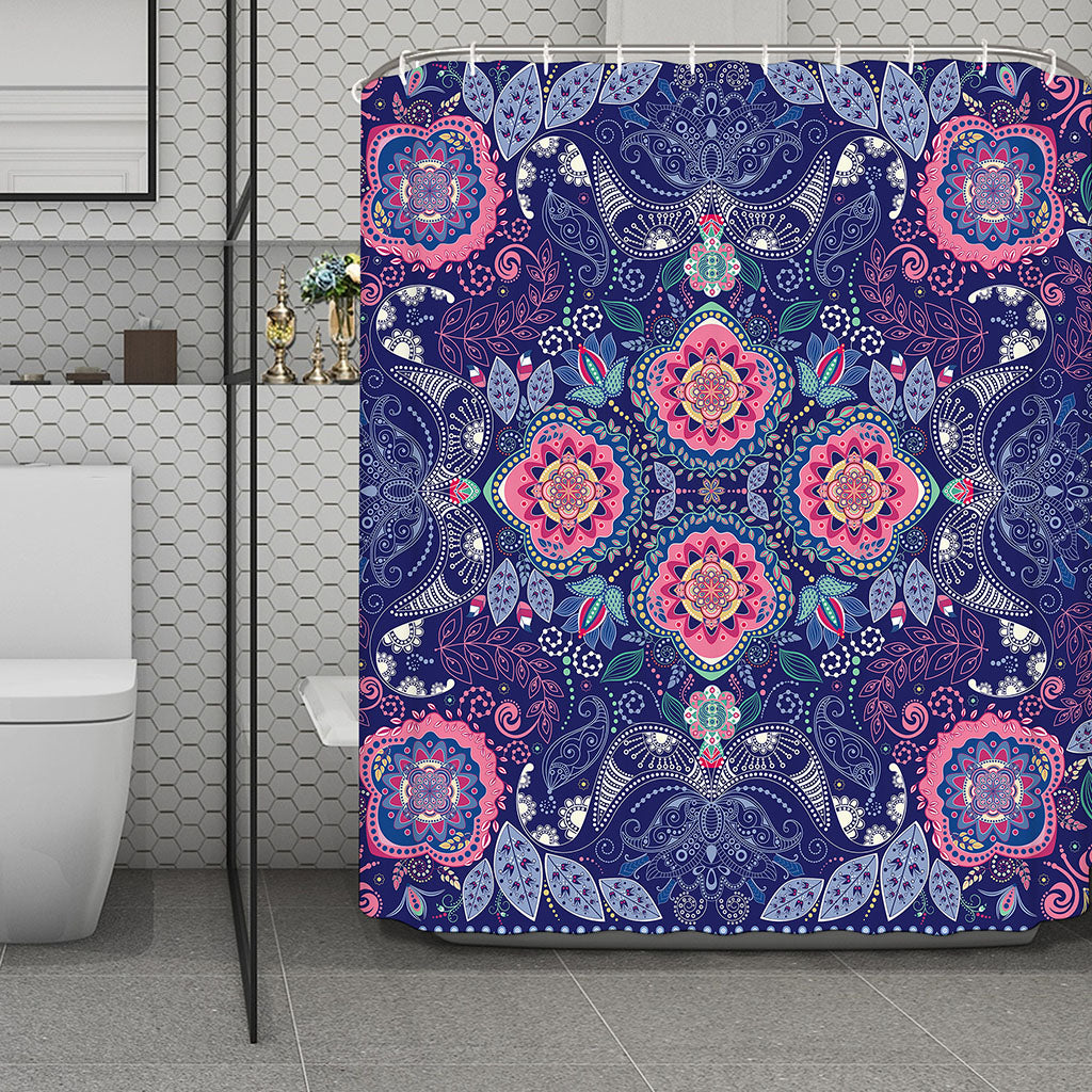 Ornamental Paisley Mandala Print Polyester Shower Curtain